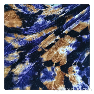 Tissu tie-dye d&#39;impression de velours personnalisé pour robe